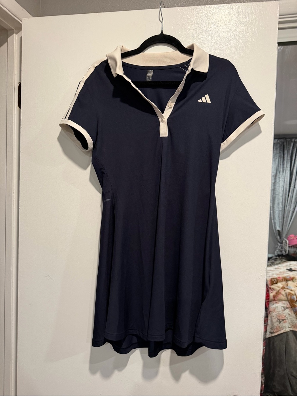 adidas Navy Polo Dress with White Trim